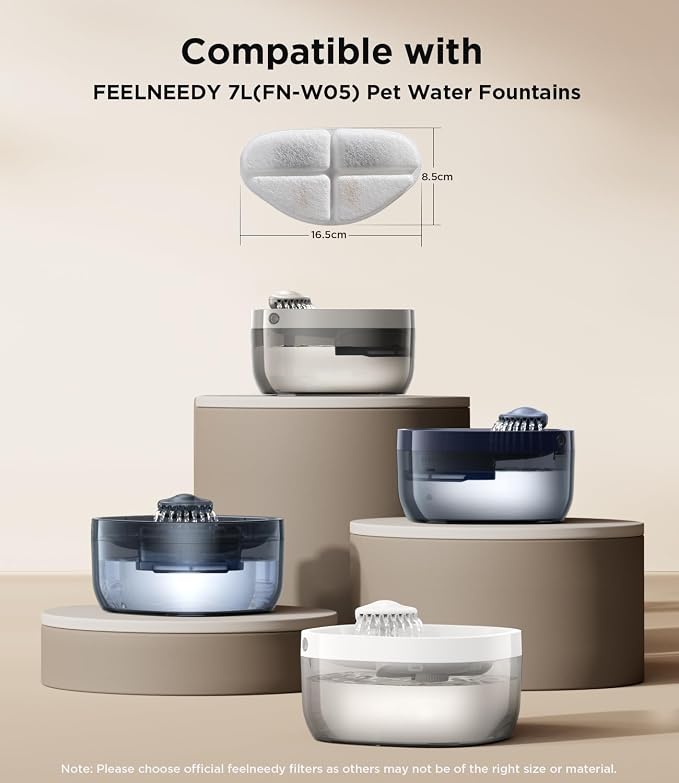 6 Pack of Filter & 6 Pump Sponges FEELNEEDY only for (FN-W05) 7L/1.8Gal Dog Water Fountain, Dog Water Bowl Dispenser