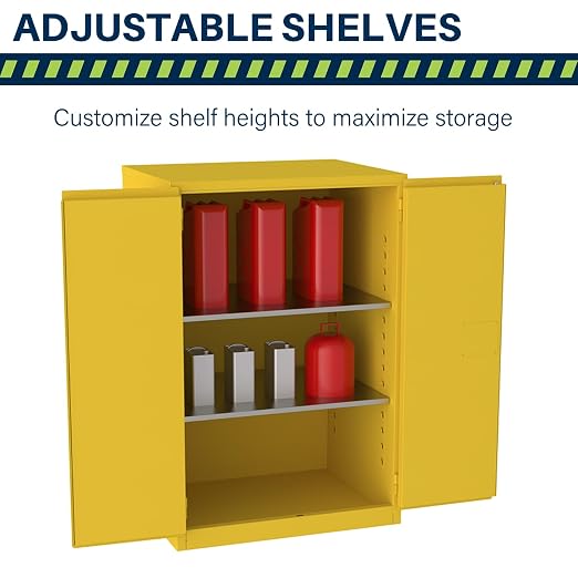 Jamco 90 Gallon Steel Flammable Safety Cabinet, Manual Doors, Yellow | All-Welded Double-Wall Steel Flammable Storage Cabinet, Lockable Doors, 43"W X 34"D X 65"H, Osha & Fm Certified, Made In Usa
