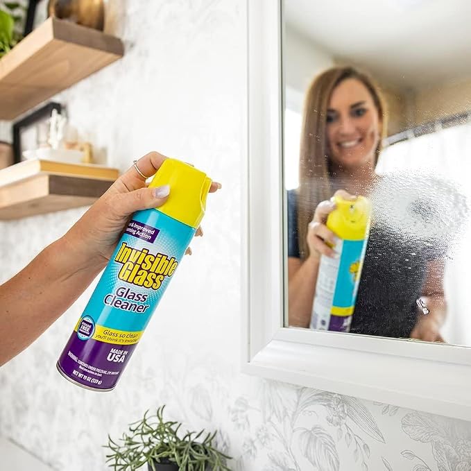 Invisible Glass 99096 4-Piece Home Glass Cleaning Essentials Kit Including Reach & Clean Tool, Premium 19 Oz. Aerosol Glass Window Cleaner, (40) Glass Cleaning Wipes, (1) Waffle Weave Towel