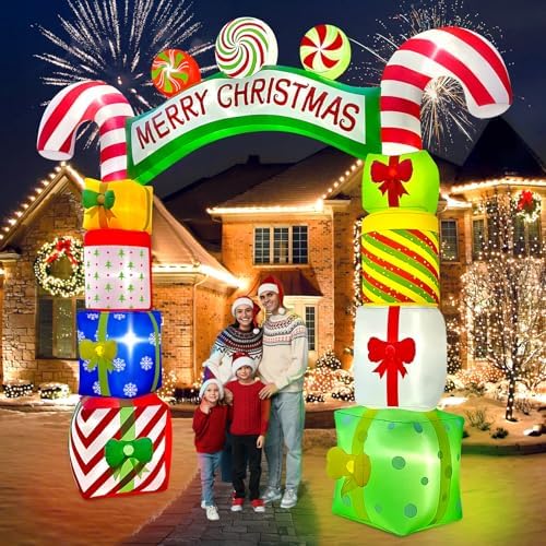 Kalolary 10FT Christmas Inflatable Archway Gift Boxes, Xmas Arch Inflatable