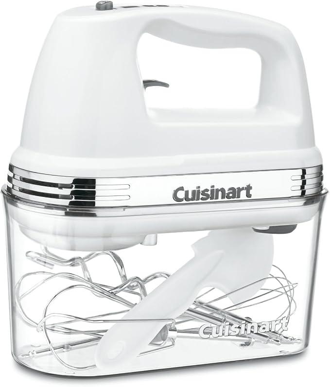 Cuisinart Power Advantage PLUS 9-Speed Hand Mixer, 220W-Motor Hand Blender Electric Mixer with 9 Speed Settings, Extra-Long Dishwasher-Safe Beaters, 3 Low Mixing Speeds, Storage Case, HM-90S, White
