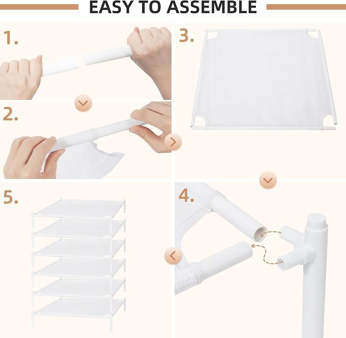 STORAGE MANIAC Sweater Drying Rack, Mesh Clothes Drying Rack, Stackable Laundry Drying Rack, Lay Flat Dryer for Delicates, Portable Dry Rack for Indoor or Outdoor, White, 6-Pack