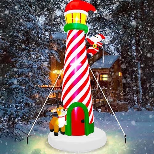 Lulu Home 10FT Christmas Inflatable Decoration, Lighthouse Style