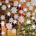Snowflake Decorations, Paper Christmas Hanging Decor Indoor, White, 24-Pc