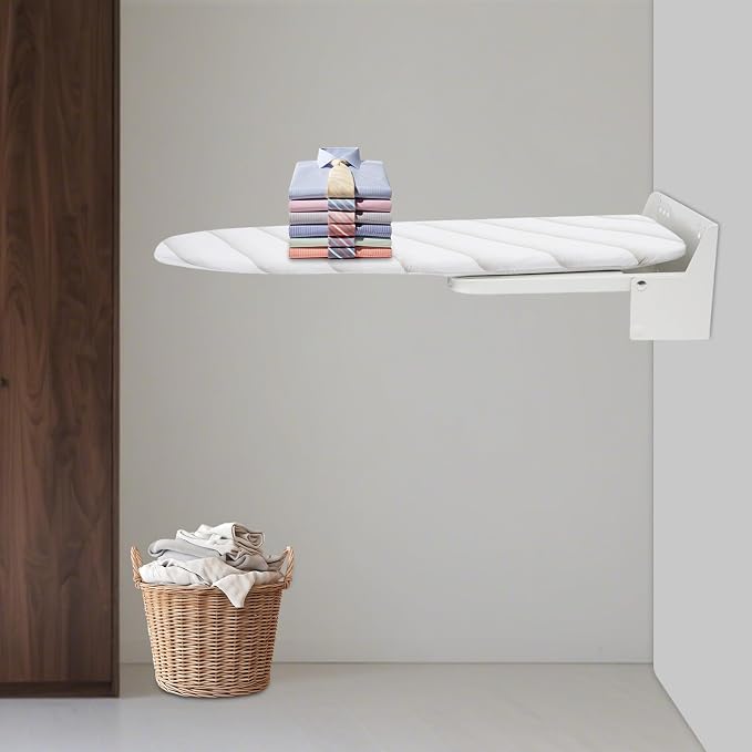 Wall-Mounted Ironing Board 37.4x7.55in – Foldable Space-Saving Design, Heat Resistant 428°f, 33lb Capacity, Silk Cotton Cover, Ventilated for Efficient Ironing, Ideal for Laundry Room or Small Apartme