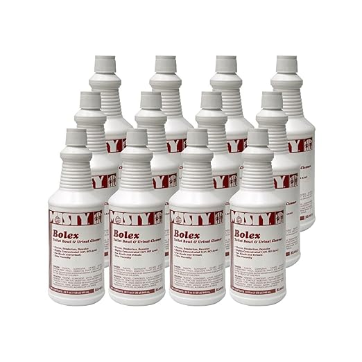 MISTY Bolex Toilet Bowl Cleaner and Urinal Cleaner- 32 oz (Case of 12) - 1038799 - Concentrated Formula to Give a Powerful Cleaning for Pristine Bathrooms Every Time
