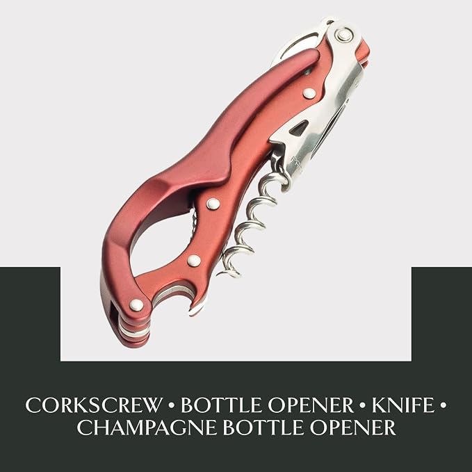 Morgan King Luxury Wine Bottle Opener with Custom, Personalized Engraving | Professional Waiters Corkscrew Wine Opener | Waiter Wine Bottle Opener | Stainless Steel Multi Wine Opener Gift (Burgundy)