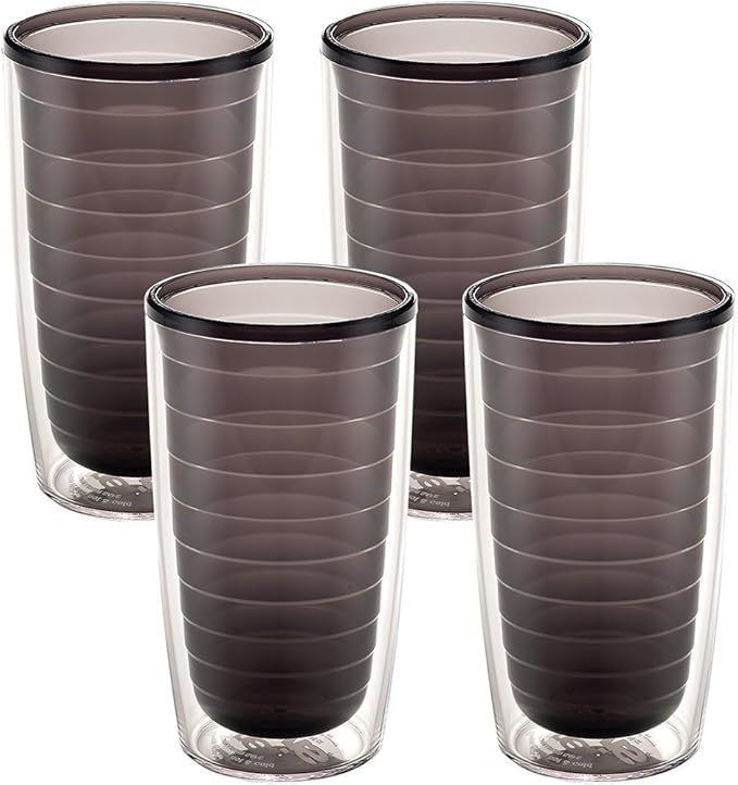 Tervis Clear & Colorful Tabletop Made in USA Double Walled Insulated Tumbler Travel Cup Keeps Drinks Cold & Hot, 16oz - 4pk, Quartz | Made in USA, Double-wall Insulated, Shatterproof, BPA-Free, Dishwasher Safe, Fits Most Cupholders, Great to Gift, Set ...