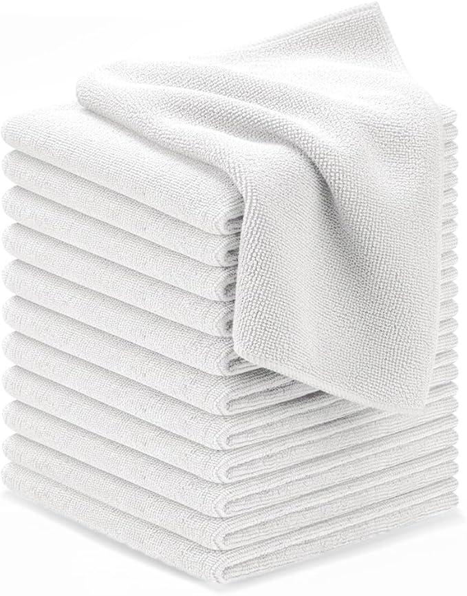 Avalon Towels Microfiber Cleaning Cloths (Value Pack of 12) - Size 12 x 12 Inches, Highly Absorbent Cleaning Rags, Lint Free, Reusable and Washable, Microfiber Towels for Cars