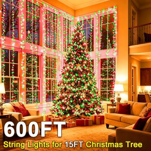 KNONEW 600ft 1500 LED Christmas Lights Outdoor String Light for Tree Decor