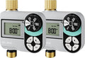 QUOBAS Brass Sprinkler Timer 2 Pack, Programmable Water Hose Timer for Garden Hose Faucet with Waterproof HD Screen, Rain Delay/Manual/Automatic Irrigation Watering System for Garden, Lawn, Yard
