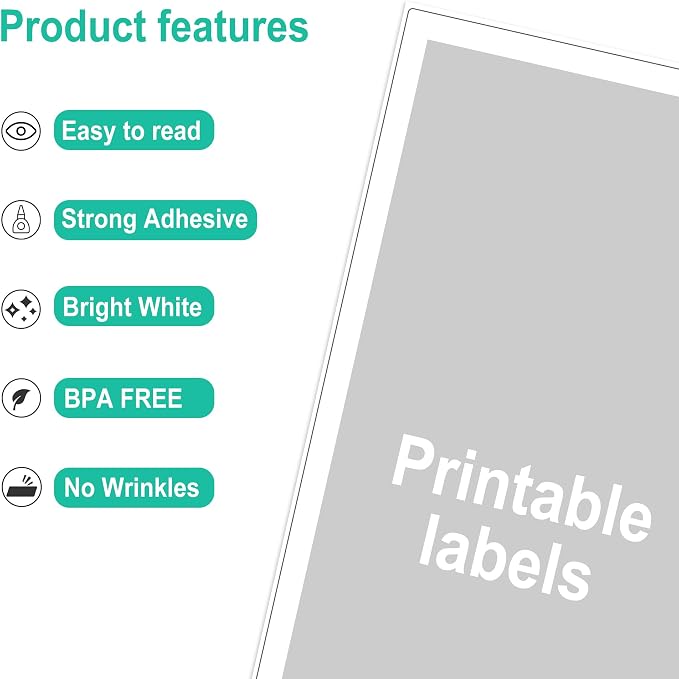 L LIKED 1500 Full Sheet Printable Sticker Paper, 8.5" x 11" White Matte Labels - 1 Label Per Sheet, Laser & Inkjet Printer Compatible, Bulk Pack for Shipping, Home & Office