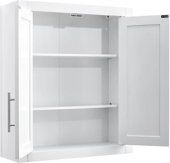 Crosley Furniture Savannah 2-Piece Wall Kitchen Storage Cabinet, Cabinets for Laundry, Bathroom, White
