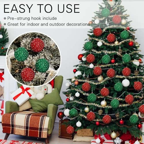 Lyrow 24 Pcs 4" Christmas Ball, Red,Green