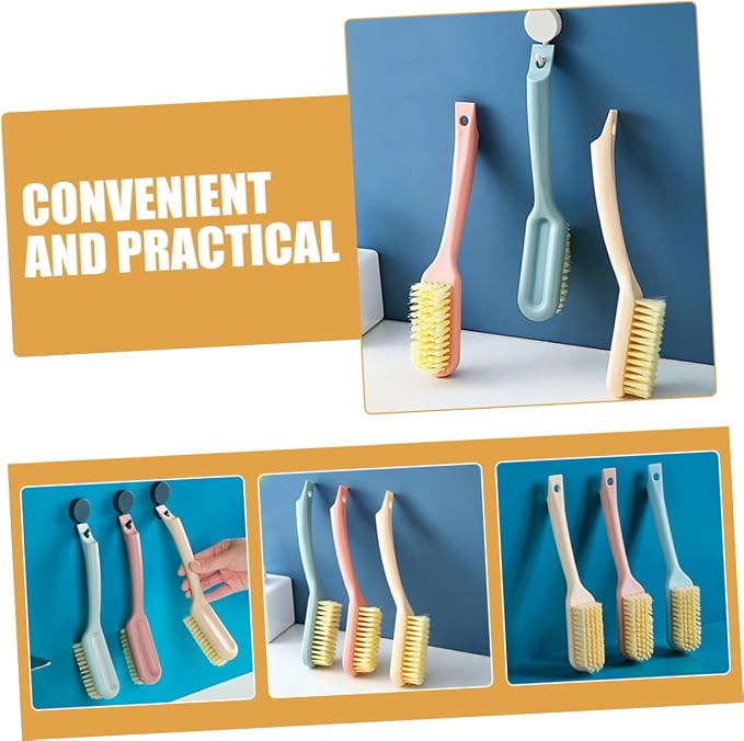 GALPADA 3pcs Multipurpose Shoe Brush Ergonomic Handle Scrub Brushes for Removal Soft Bristles for Household Shoe Care
