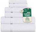 SALBAKOS 100% Turkish Cotton Bathroom Towel Set of 6-Piece, White | 630 Gsm Thick Super Soft Highly Absorbent 2 Bath + 2 Hand + 2 Washcloth Towels Sets, Giftable, Hotel Quality, Made in Turkey