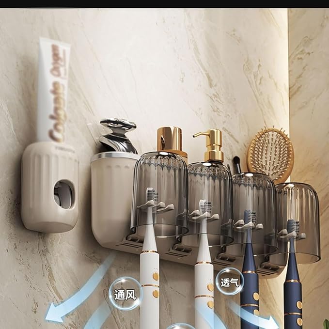 Toothbrush Rack Bathroom Wall-mounted Toothbrush Holder without Punching Toothpaste Holder Suitable for Toothbrush Toothpaste Shaver Bathroom Toothbrush Holder(S23cm)