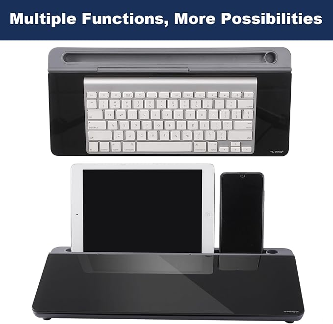 TSJ OFFICE Desktop Whiteboard Dry-Erase-Board - Computer Keyboard Stand White Board Surface Pad with Drawer, Desk Organizers with Accessories for Office, Home, School Supplies - Black＆Grey