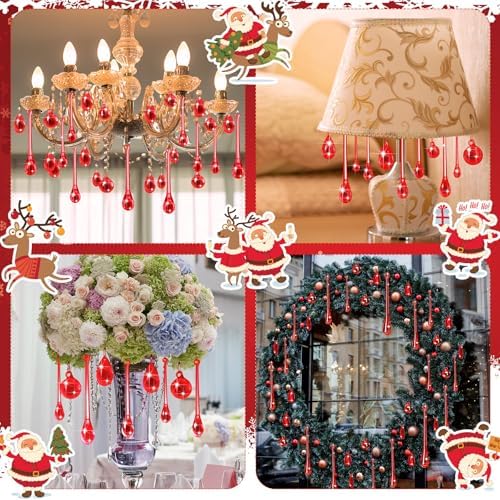 Vercraft 100 Pcs Christmas Tree Acrylic Hanging Ornaments, Red