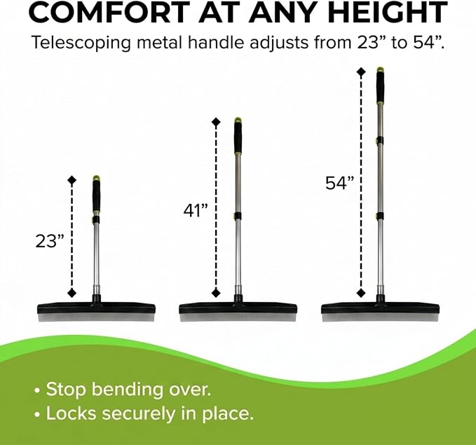 Room Groom Carpet Rake and Groomer with Telescoping 54 Inch Adjustable Handle, Portable Design, Carpet Brush Ideal for Pet Hair, Refreshing High Pile Carpets, Rugs, and Artificial Turf