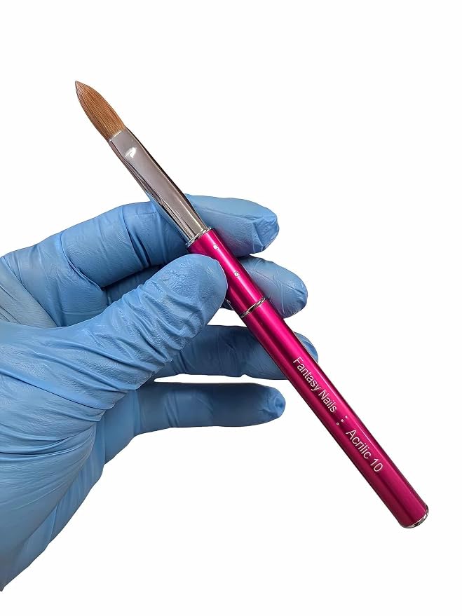 Fantasy Nails Brush #10 Kolinski Hair Professional Nail Brush with Pink Handle for Stylish Acrylic Application
