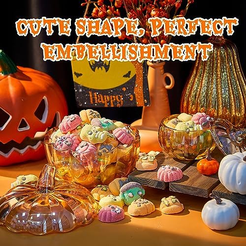 2 Pcs Glass Pumpkin Candy Jar with Lid Halloween Fall, 70 Oz,20 oz, Amber