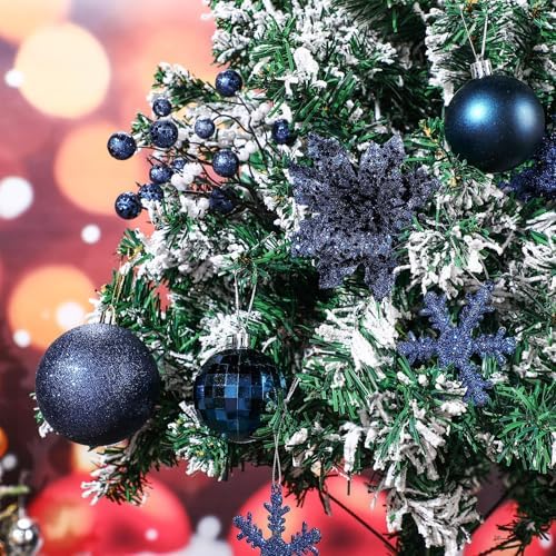 Sratte 94 Pcs Christmas Tree Ornaments Decoration Set, Navy Blue