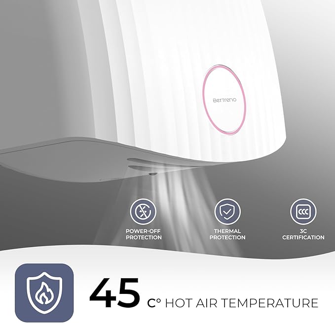 Commercial Hand Dryer Bathroom 110V Compact Electric Hand Dryers for Bathrooms Commercial High Speed Plug in Hand Dryers Home LED Work Light and Low Noise White