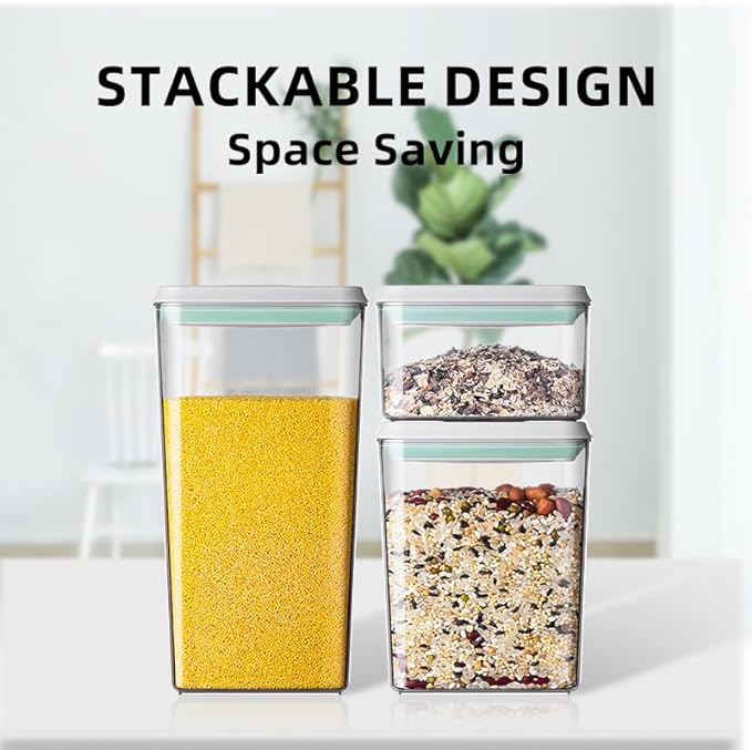 Airtight Food Storage Container Sets with Lids 6Pcs Pop Containers for Kitchen Pantry Organization BPA-Free Stackable Kitchen Storage Containers for Cereal Flour Sugar (0.5, 1.2, 1.8qt)*2