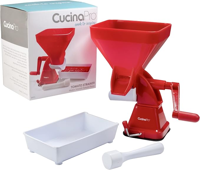Tomato Strainer- Easily Juices w No Peeling Deseeding or Coring Necessary- Suction Cup Base Food Mill Press- Make Homemade Pasta Sauces, Fresh Salsa Potato Puree- Easy to Use, Cooking Supplies Gift