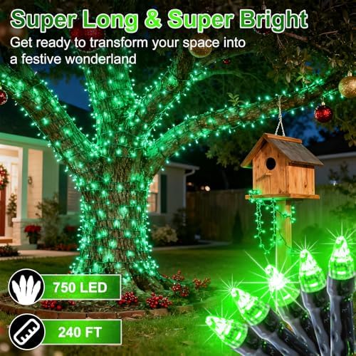 750 LED 240FT Christmas String Lights Outdoor, 12 Pro Modes with Timer