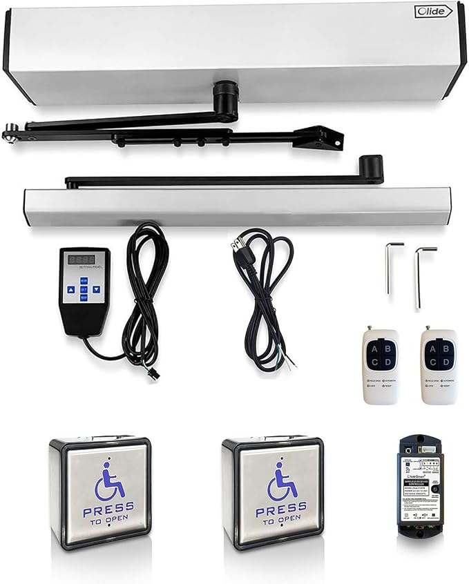Handicap Door Opener for Disabled People, Low Energy ADA Swing Door Operator with Stainless Steel Handicap Push Buttons
