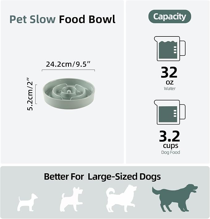 Havniva Dog Bowls Slow Feeder, Ceramic Slow Feeder Dog Bowls for Fast Eater | 3.2 Cups Dog Food Bowl Puzzle Feeder, Slow Feeding Bowls for Large Dogs, Non-Slip Base, Anti-Choking