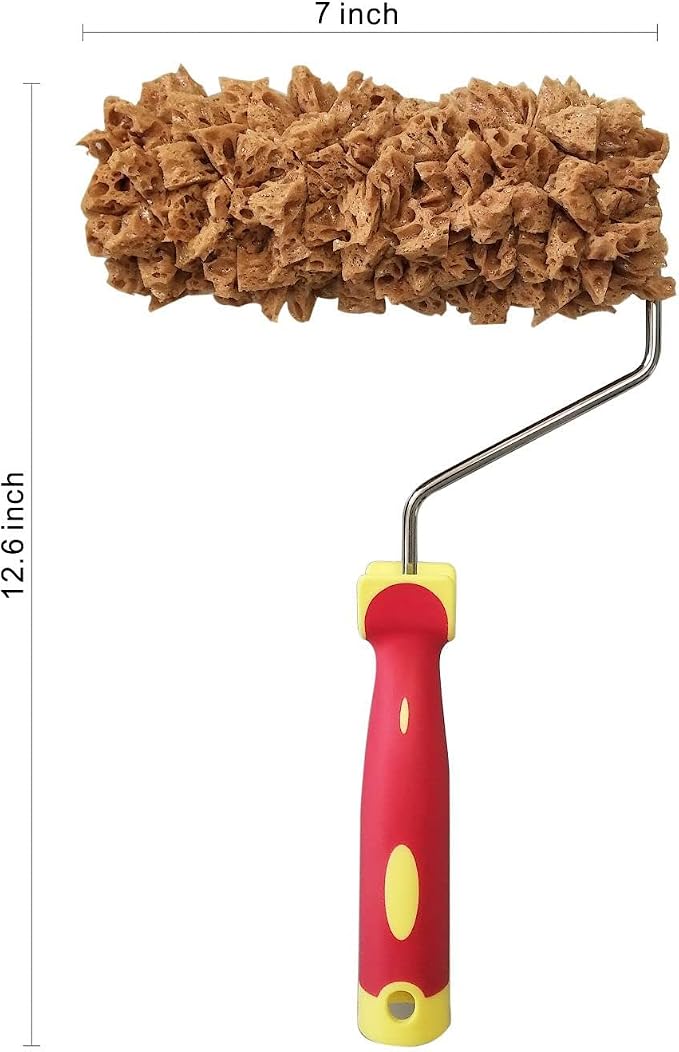 Hanroy Sponge Paint Roller Small 7" for Texture Painting Decorators Brush Tool, Fast and Easy Pattern Art Sponge Roller for Home Wall(RM478K)