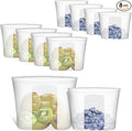 Reusable Sandwich & Snack Bags, 8 Pack 100% Silicone Stand Up Zip Lock Food Storage Bags for Food Container, Freezer Microwave Oven Dishwasher Safe, 4 Small 4 Extra Small, Translucent