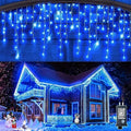 99FT Icicle Lights for Outside 1216 LED Blue Christmas Lights Outdoor