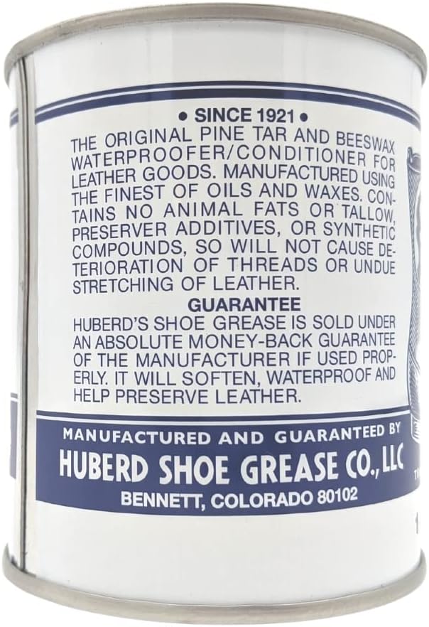 Huberd's Shoe Grease 16 oz, Leather Conditioner and Waterproofer for Boots, Shoes, Saddles, and Gear. Beeswax and Pine Tar Formula. Since 1921.
