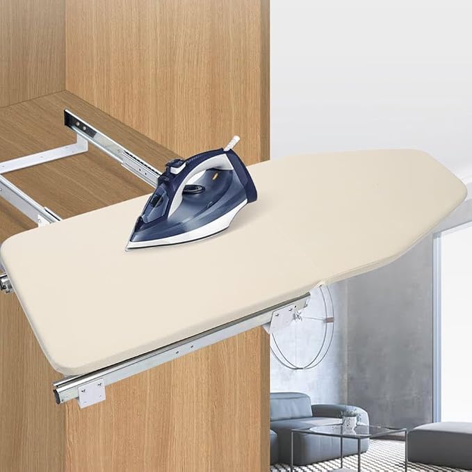 Foldable Ironing Board 12” x 32” Retractable Hidden Ironing Board Closet Ironing Station in Cabinet for Apartment & Small Room
