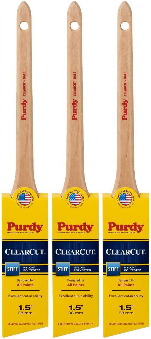 Purdy 144080115 Clearcut Series Dale Angular Trim Paint Brush, 1-1/2 inch - 3 Pack