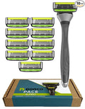 Dorco Pace 6 Pro - Six Blade Razor System with Trimmer - 10 Pack (1 Handle + 10 Cartridges)