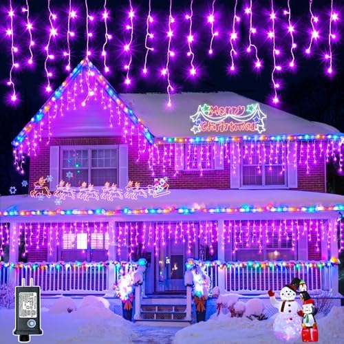 Icicle Lights for outside 33FT 400 LED Purple Halloween Lights Outdoor