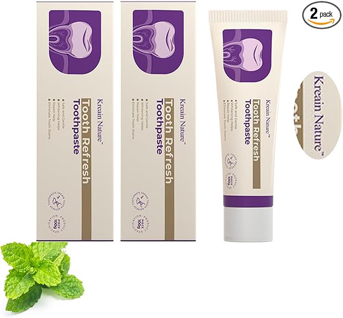 Tooth Refresh Toothpaste, Fluoride-Free, 2 Pack | Hydroxyapatite for Enamel Support, Whitening & Stain Remove, Fresh Breath, Gentle for Sensitive Teeth, 3.5 Oz, 2 Pack