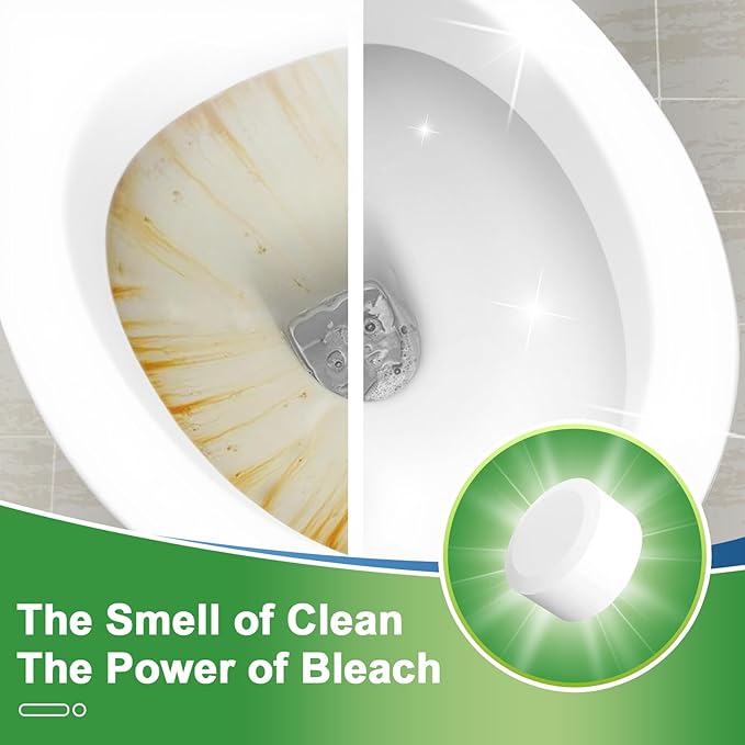 Msvvko Toilet Bowl Cleaner Tablets - 30 Pack Automatic Cleaners with Bleach, Slow-Releasing Toilet Tank Cleaners for Deodorizing & Descaling, Household Toilet Cleaners against Tough Stains