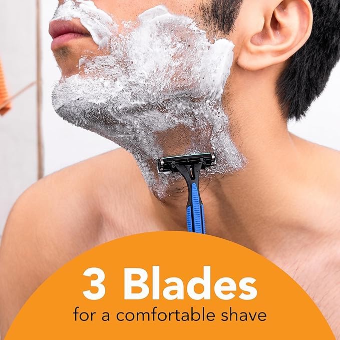 BIC Comfort 3 Disposable Razors, Long-Lasting 3-Blade Razors for Men, Perfect razors Designed for Smooth and Comfortable Shave, 24-Count (Pack of 12)
