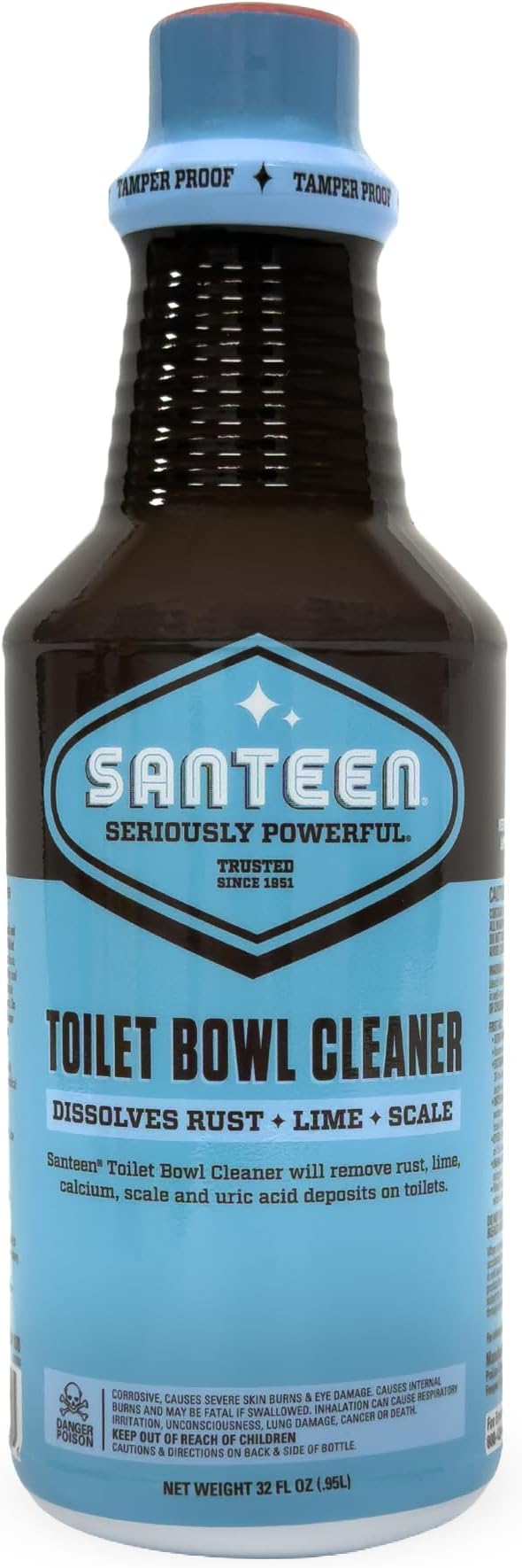 Santeen Professional Toilet Bowl Cleaner – 6 Pack (32oz Bottles) – Heavy Duty Rust, Lime & Scale Remover – Restores Porcelain Finish – Industrial Strength Stain Dissolver