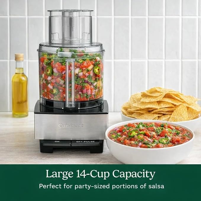 Cuisinart Food Processor, 14-Cup Vegetable Food Chopper for Mincing, Dicing, Shredding, Puree & Kneading Dough, 720-Watt Motor, Stainless Steel, DFP-14BCNY | Mince, dice & shred with this stainless steel food processor, including 1 blade, 2 discs & dis...