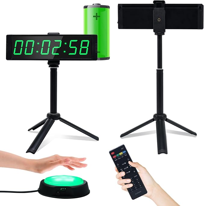 YZ Gym Timer Clock for Home Gym, Fitness Timer with Stopwatch, Large Digital Stopwatch Countdown Clock, 12/24H Digital Wall Clock, with Stand