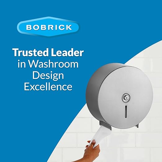 Bobrick Single Jumbo-Roll Surface-Mounted Toilet Tissue Dispenser, Satin-Finish Stainless Steel, ADA Compliant, Secure Locking Design, Versatile Roll Compatibility, Durable & Easy-Load Mechanism (Model B-2890)