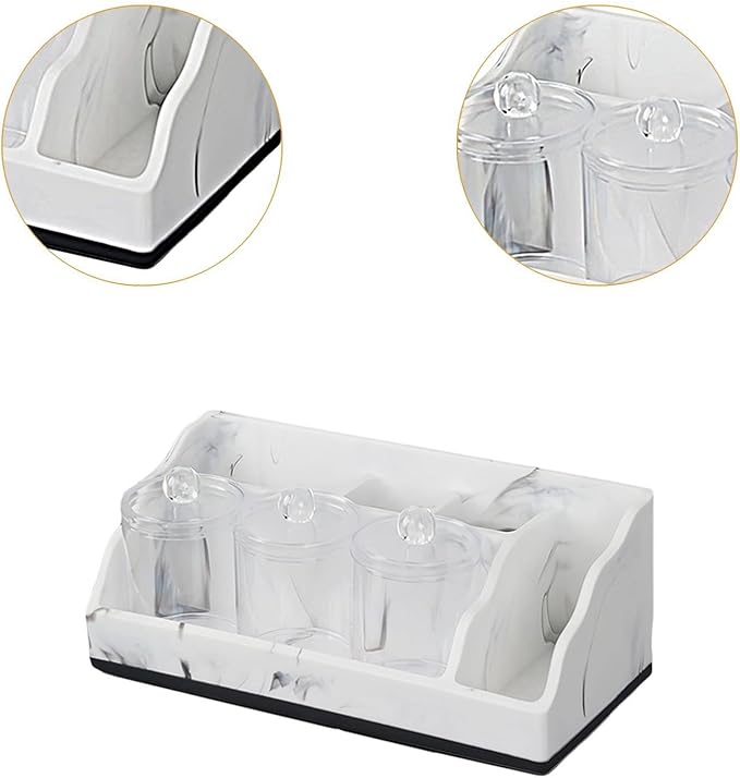 Bathroom Counter Organizer Toothbrush Holder Durability Home Use 5 Compartments Resin with 3 Qtip Holder Toothbrush Organizer (White)