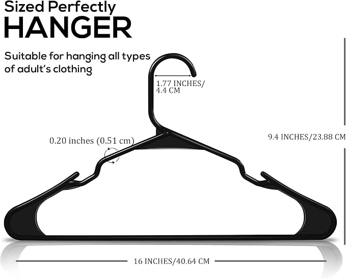 Utopia Home Clothes Hangers 60 Pack - Plastic Hangers Space Saving - Durable Coat Hanger with Shoulder Grooves (Black)